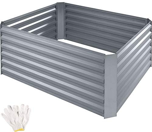 TecTake® arriate Rectangular sin Base, Acero Resistente a la Intemperie, huerto Urbano, jardineras Exterior, Usar con Tierra para Plantas, Incluye Guantes - 120 x 90 x 57 cm Gris Oscuro Rectangular