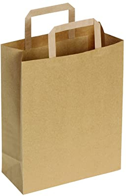 DeinPack 25 Papiertüten 22 x 11 x 28 cm I Umweltschonende Papier Tragetaschen klein Geschenktüten Papiertragetaschen biologisch abbaubar, kompostierbar I braune Papier Tüten