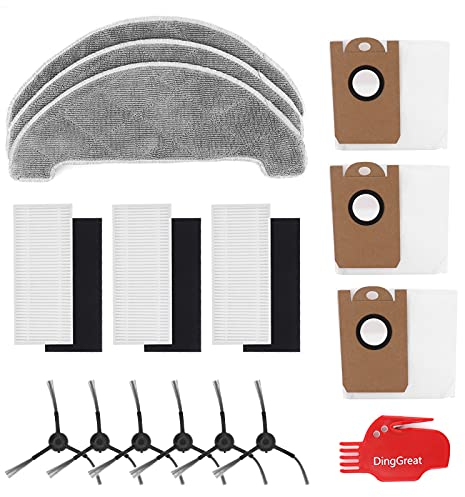 DingGreat Ersatzteile für Viomi S9 Saugroboter Zubehör Kit Packung mit 3 Filters, 6 Seitenbürsten, 3 Mikrofasermopptuch, 3 Schmutz Entsorgung Beutel, 1 Reinigungsbürste