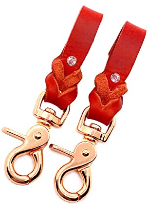 Steigbügelhalter aus feinem Fettleder mit rosa Strasssteinen (Rot, Roségold)