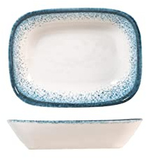 H&H Jupiter Piattino Rettangolare in Porcellana, 14cm, Design Moderno, Elegante, Sfumature Blu