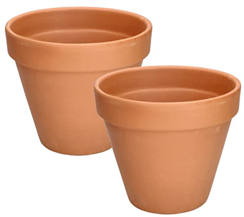 KOTARBAU® Juego de 2 macetas de Terracota con Borde 19 cm para Interiores y Exteriores, Tiesto para Plantas, Arcilla de Terracota, Maceta para balcón o jardín, Cerámica sin esmaltar