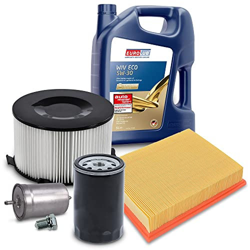 BESTPRICE Inspektionspaket Filterset mit 1x Ölfilter, 1x Kraftstofffilter, 1x Luftfilter, 1x Innenraumfilter (Aktivkohle), 1x Motoröl 5W-30 5 l, Kompatibel mit VW TRANSPORTER T4
