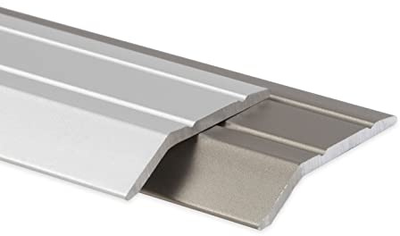 KARAT Höhenausgleichsprofil aus Aluminium 1 Stück, 1m Lang, 30 mm Breit | Übergangsprofil Vorgebohrt inkl. Befestigungsmaterial, Bodenschiene für höhen-Ausgleich bis 5mm, Edelstahl matt