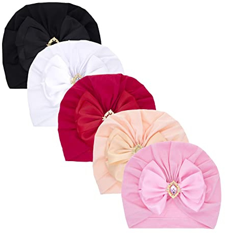 Nishine 5 Pack Baby Turban Beanies Hut Neugeborenes Bogen Mütze Hüte Kleinkind Schädel Beanie Bowknot Cap Kopfbedeckung