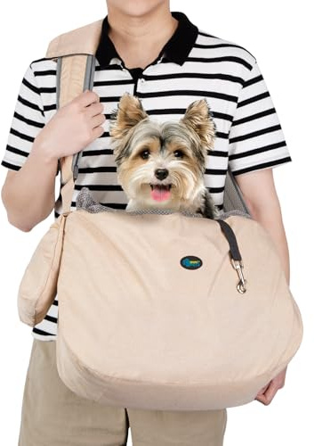 Ownpets Hundetragetasche, Große Hundetasche bis 11kg, Tragetuch Hund, wendbare und freihändige Hundetasche mit verstellbarem Gurt und Schulterpolster für Outdoor