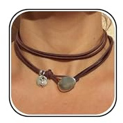 HUASAI Choker Necklace for Women Boho Necklaces Country Concert Outfits for Women Layered Leather Brown Western Choker Necklace Boho Cowgirl Jewelry Accessories Dress