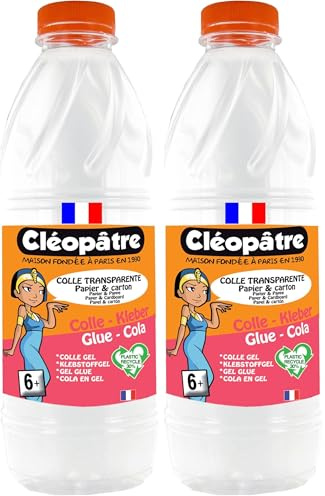 CLÉOPÂTRE Flacon de Recharge 1 Litre de Colle synthétique transparente (Lot de 2)