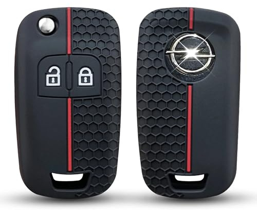 Schlüsselhülle Kompatibel Mit Opel,AutoschlüsselHülle Opel-2 Tasten | Mit Insignia Astra Meriva Corsa Zafira Mokka Chevrolet Orlando Cruze SchlüsselCover,Opel Corsa Schlüsselhülle-Rot Linie