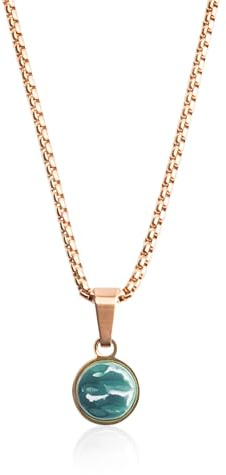 ALEXASCHA Roségold Kette mit Anhänger • Halskette mit Stein • Hochwertiger Modeschmuck mit Geburtsstein • vergoldeter Edelstahl & recyceltes Glas • MIX & MATCH