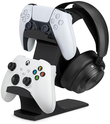 Brainwavz The Gravitas - Headphone Stand & Game Controller Holder for Desk - Universal Design for All Types of Headsets & Gamepads (Black)