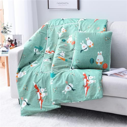 Hixingo Reisedecke und Kissen 2 in 1, Reisedecke mit Kissen Set Multifunktionale Reise Decke und Kissen 2 in 1 Weichem Flugzeug Verwandlungskissen für Urlaub, Camping (Fuchs Hase,40 * 40cm)