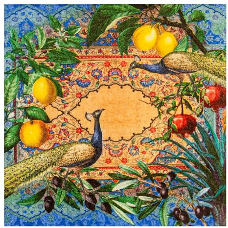 HOME FASHION Serviette 1001 Nights 20 Stk 33x33 cm Papier einseitig bedruckt weiß Rückseite halbes Motiv ganzjährig ideal für Serviettentechnik und Decoupage