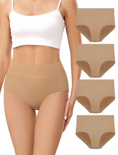 VOENXE Damstringtrosor Hög Midja,Underbyxor Kvinnor Mjuk Damunderkläder,Dam Strängar Multipack Stretch,Stretch Andningsbara Trosor Damer,Ventilerande Sexiga Underkläder,5-Styckes Set