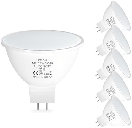 ORALUCE MR16 LED Bulbs 7W, AC/DC 12-24V Low Voltage GU5.3 LED Spotlight Bulb, 3000K Warm White, Non-dimmable, 690Lm, 120° Flood Beam Angle, for Landscape, Recessed, Track Lighting, Pack of 6