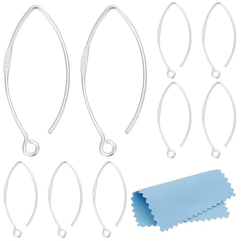 BENECREAT 10 pezzo 925 ganci per Orecchini In Argento Sterling, Connettore per Orecchini con Ganci per Orecchini A Marquise Piatti A Goccia Francese Da 30 mm con Timbro S925 per La Creazione