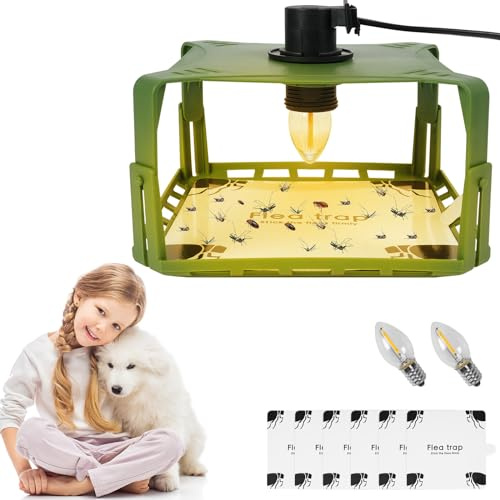 Flintronic Flohfalle Für Wohnung, Floh- und Bettwanzenfalle, LED Leicht Flohfallen, Flea Trap Lamp, Leichte klebrige Bettwanzenfalle, mit Aufkleber und Glühbirnen, Allround-Verlockung