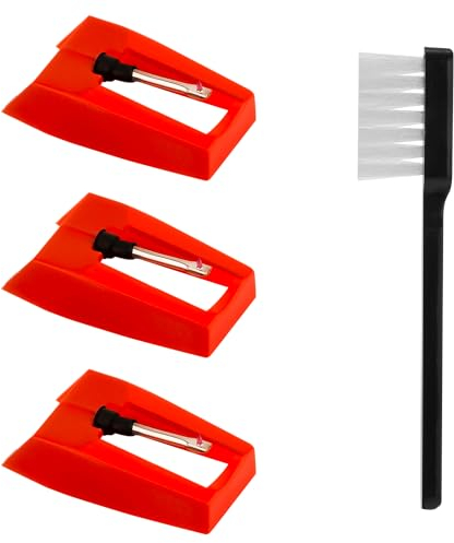 3 Stück Plattenspieler Nadel mit Reinigungsbürste, Plattenspieler-Nadeln Diamant-Nadel-Eingabestift Ersatz Kompatibel mit Victrola ION Crosley Phonographen LP Vinyl-Plattenspielern