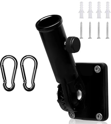 Dantolo Porta Asta Bandiera, Staffa per Pennone, Montaggio a Parete Regolabile Portabandiera, Staffa del Supporto Asta di Bandiera PareteResistente,Rotazione di 180° (Nero)