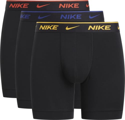 Nike Boxer Brief 3PK Ropa Interior, Blk-Un Gld/PIC RD/DP Royal BL LG WB, S Hombre