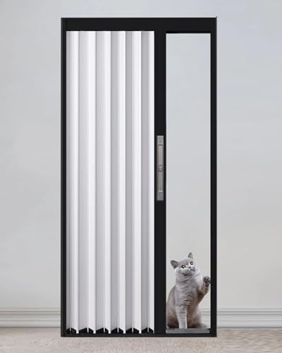 Falttür Verriegelbare Plissee-Schiebetür für Schrank, Platzsparende, Faltbare Ziehharmonika-Paneeltüren im Tür/Schlafzimmerbereich, 40 80 Zoll Höhe(26x80in(66x203cm))