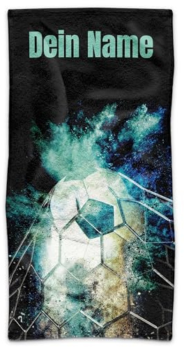 Print Royal PR Handtuch personalisiert mit Name - Badetuch mit Wunschname Bedrucken - Handtuch für Fußballer, Fußballfans, Fußball Geschenke | Individuelles Fotohandtuch - 140 x 70 cm