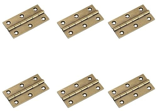 Lot de 6 charnières de porte, charnières pliantes en laiton, roulement à billes robuste pour portail, fenêtre, tiroir, 6,3 cm en laiton antique