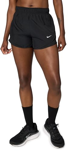 Nike Women's Tempo Dri-Fit Mid-Rise Brief-Lined Running Shorts, Black/Black/Black/Reflective Silver, Medium