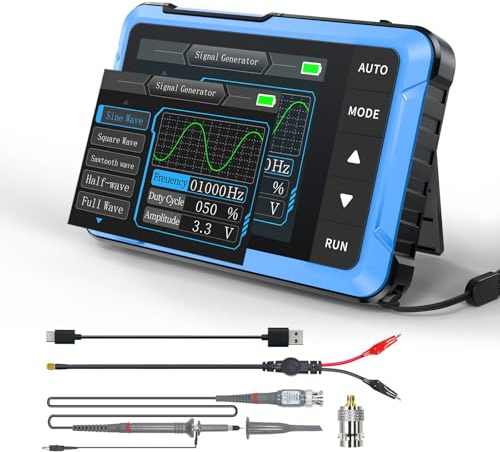 【FNRSI Upgraded 2in1 DSO-510 Oscilloscope with 10X Probe】Digital Portable Oscilloscope/DDS Signal Generator Automotive 2.8 inch TFT, 10MHz Bandwidth, 48MS/s Sampling Rate, Auto Trigger Function