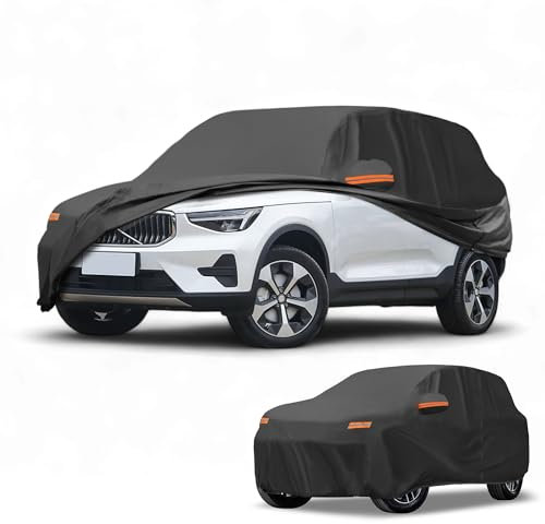 Partuto Car Cover Waterproof All Weather Sun Rain Protection Full Exterior Cover for Volvo XC40 190T-PU Black with Left Side Zippers