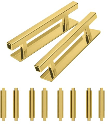 DBTHTSK Self-Stick Push Pull Helper,10 Pack ABS Plastic Wardrobe Handles Pulls for Furniture Cabinets Closets Drawer Handles (Gold)