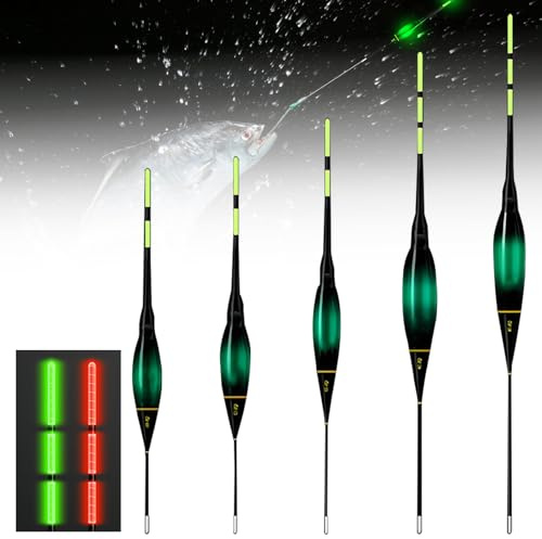 WIYETY 5 Stück Led Posen Angeln Posen Angeln Mit Gravity Sensing Und Basis, Verfärbung des Beißhakens, LED Posen Angeln Geeignet, Angel Zubehör Zum Tauchgebiet Angeln Am See, Fluss Oder Teich