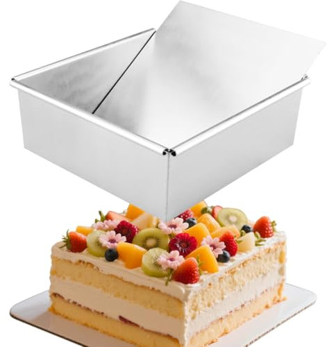 RANJIMA Quadratische Backformen, Aluminium Backform Rechteckig Backformen, 8 Zoll Wiederverwendbar Kuchenform Eckig Backrahmen Rechteckig für Mousses Dessertcreme Kuchen Torten Pizza Backen Dekorieren