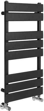 Greened House Richmond - Scaldasalviette a schermo piatto, nero, per bagno, riscaldamento centralizzato, 400 mm di larghezza x 800 mm di altezza