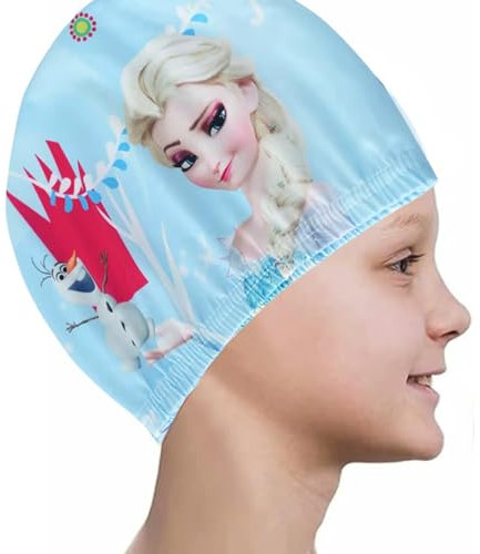 Gorro natación para niños y niñas de 3 a 10 años. Muy fácil de poner y muy cómodo. Diseño muy divertido. Elástico sin apretar demasiado. Válido para pelo corto y largo. (Recibe un segundo gorro de reg