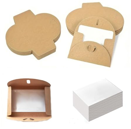 Umschläge mit Blanko-Karten, Kraftpapier, Mini-Umschläge für Hochzeitsgeschenke, Grußkarten, 25 Stück (leere Karte)
