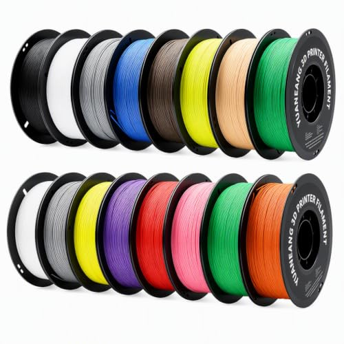 YUANEANG Lot de filaments PLA pour imprimante 3D, filament PLA unicolore, 1,75 mm, pour la plupart des imprimantes 3D FDM, 1 kg x 16 bobines
