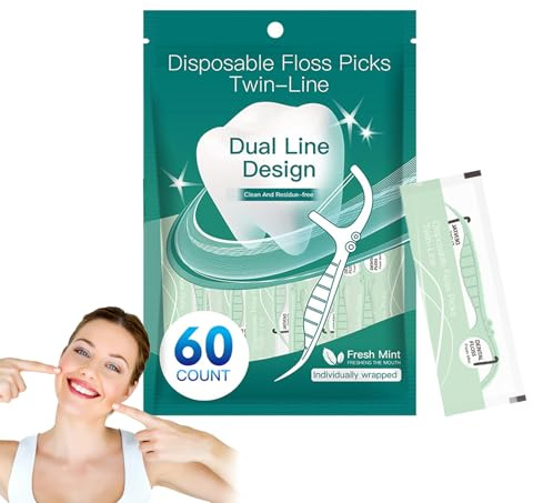 Brossettes à Fil Dentaire pour Adultes,Double Fil Portatif avec Soie Dentaire - Accessoires d'Hygiène Dentaire pour Appareils Orthodontiques, Maison, Voyage, Bureau, Famille et