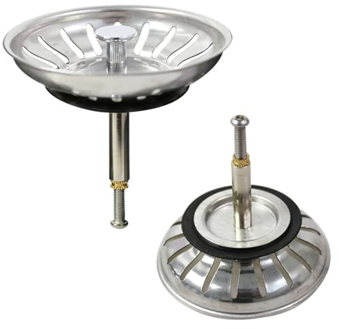ANBOO Sieb Spülbecken, Abflusssieb Edelstahl 81mm, Waschbeckenstöpsel Küche mit Sieb, Universeller Filter für Küchenspüle & Waschbecken, Rostfrei (Silber)
