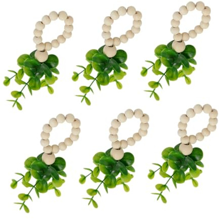 EXHUMKY 6 Piezas Servilletero de Artificial Aro Decorativo para Servilletas Adorno de Madera Natural para Comedores Chic y Elegante