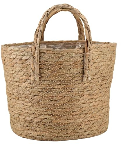 Aboiled 1 pot de fleurs, panier en jonc de mer, housse de pot de fleurs, conteneur de plantes tissé, vase, panier en osier, ordures