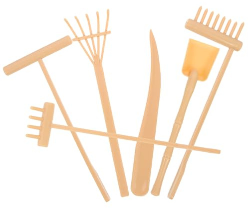6pcs Zen Garden Rake Set Plastic Khaki Sand Table Accessories