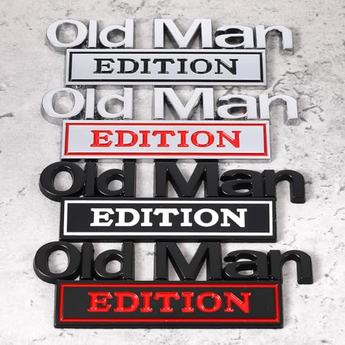 YBEATY 4 Stück Old Man Edition Emblem Aufkleber 3D-Metall Stoßstangenaufkleber Lustiges Geschenk für Auto LKW Passend für Kotflügel Oder Heckklappe Stoßstangenaufkleber
