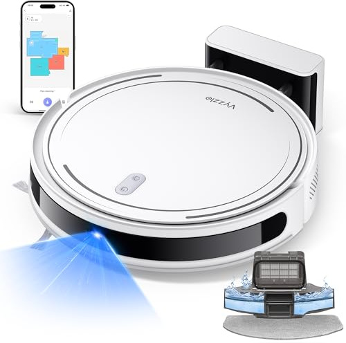 Vyzzle 8000Pa Saugroboter mit Wischfunktion, ultradünner 3-1 Saugroboter mit LDS Navigation, Staubsauger Roboter D10, App/Alexa, Ideal für Tierhaare, Teppich, Hartboden
