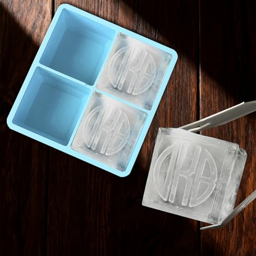 UIDMEN Personalisierte monogrammierte Eiswürfel, kundenspezifische 2-Zoll-Whiskey-Steine, lebensmittelechte Silikonform mit Deckel, für Hochzeit, Hausbar, Geschenke für Papa, Ehemann
