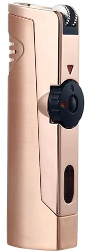 Encendedor de Metal Resistente al Viento con Llama a reacción, Grabado a Mano, con Ventana de Aire Visible, portátil y Ajustable, for Hombres (butano no Incluido).(Rose Gold)