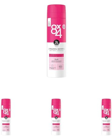 8X4 Frozen Berry Deospray, Deodorant mit fruchtig-floralem Duft, erfrischendes Deo ohne Aluminium (ACH) mit 48h Schutz für jeden Hauttyp (150 ml) (Packung mit 4)