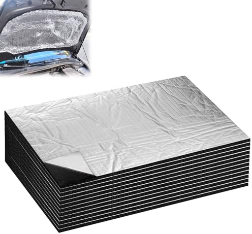 12 tappetini isolanti auto 400 x 250 mm, tappetino isolante fonoassorbente, 5 mm, rotolo autoadesivo per auto, isolamento acustico, resistente all'umidità