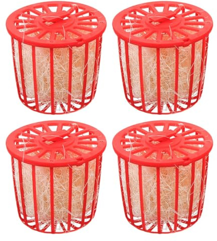 Ciieeo Lot de 4 Nids de Reproduction pour Oiseaux en Sisal Naturel, Bols de Nidification Rouges pour Cages, Refuge Stimulant pour Perroquets, Pigeons et Petits Oiseaux, Accessoires
