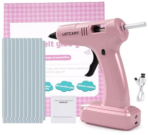 LetCart 40W Pistola Silicona Caliente, Pistola de Pegamento con 30pcs Barras 7mm*140mm, Mini Pistola Silicona Manualidades Para Reparaciones Industriales y Decoración Festiva (Rosa)